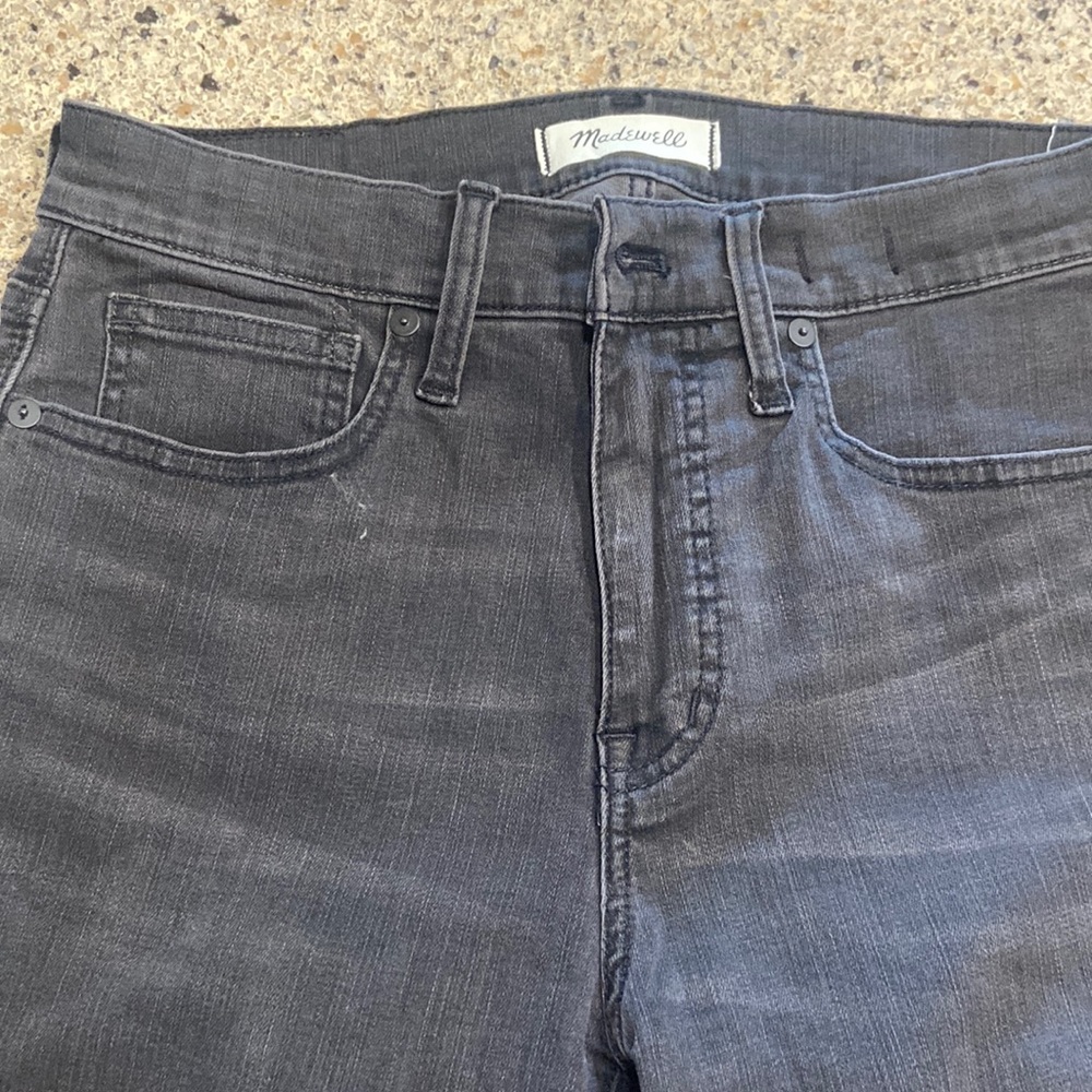 Madewell, faded black skinnies